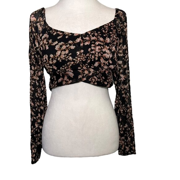 Accordian Bow Long Sleeve Going Out Top Fairy Grunge Whimsigoth Y2K Floral Small - Picture 2 of 13